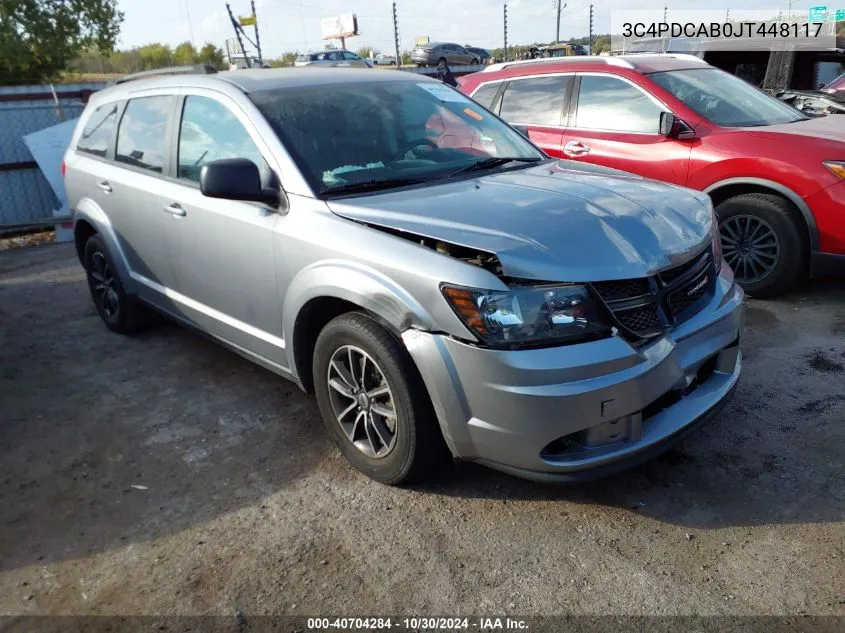 2018 Dodge Journey Se VIN: 3C4PDCAB0JT448117 Lot: 40704284