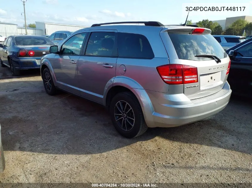 2018 Dodge Journey Se VIN: 3C4PDCAB0JT448117 Lot: 40704284