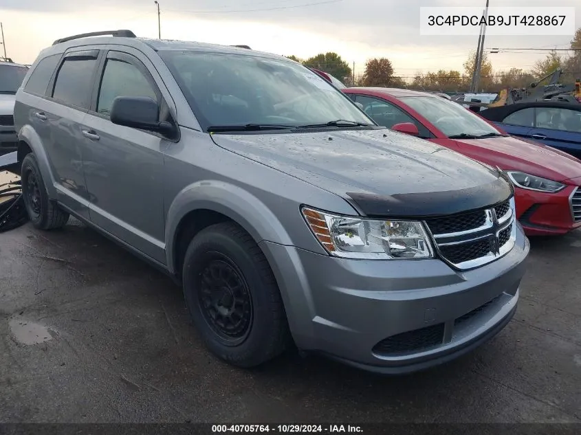 2018 Dodge Journey Se VIN: 3C4PDCAB9JT428867 Lot: 40705764