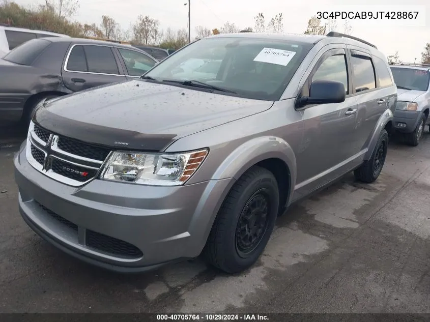 2018 Dodge Journey Se VIN: 3C4PDCAB9JT428867 Lot: 40705764