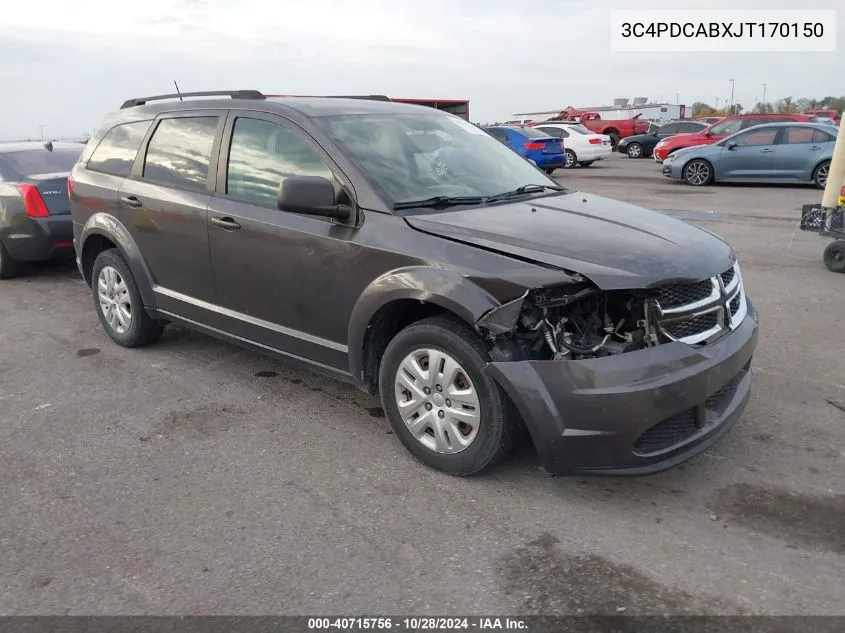 2018 Dodge Journey Se VIN: 3C4PDCABXJT170150 Lot: 40715756