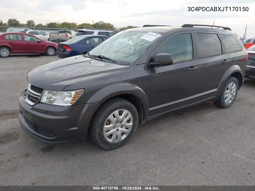 3C4PDCABXJT170150 2018 Dodge Journey Se