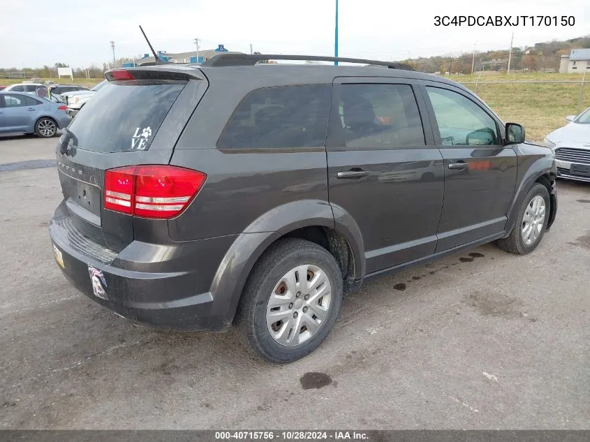 3C4PDCABXJT170150 2018 Dodge Journey Se