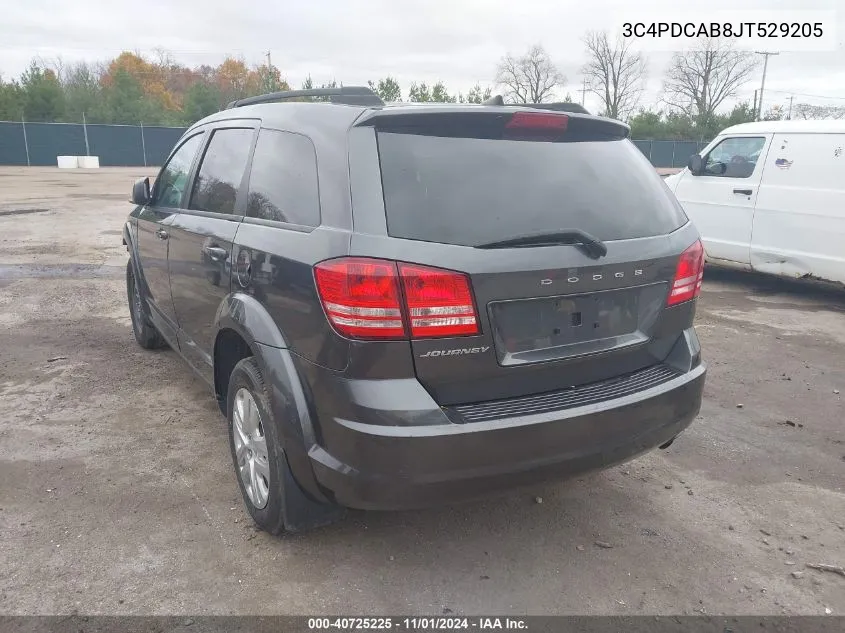 2018 Dodge Journey Se VIN: 3C4PDCAB8JT529205 Lot: 40725225