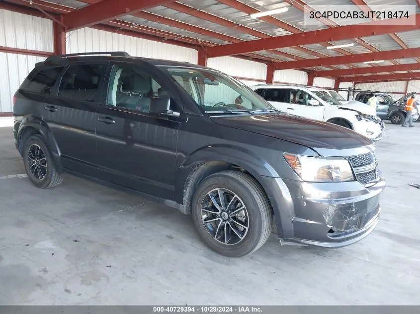 2018 Dodge Journey Se VIN: 3C4PDCAB3JT218474 Lot: 40729394