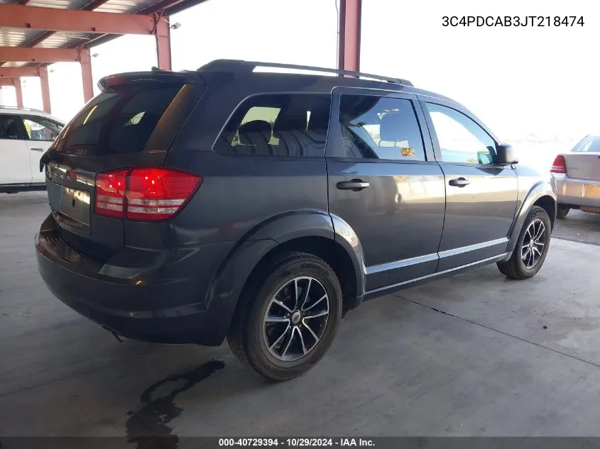 2018 Dodge Journey Se VIN: 3C4PDCAB3JT218474 Lot: 40729394