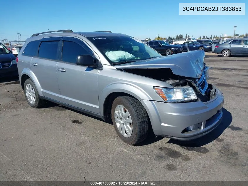 2018 Dodge Journey Se VIN: 3C4PDCAB2JT383853 Lot: 40730392