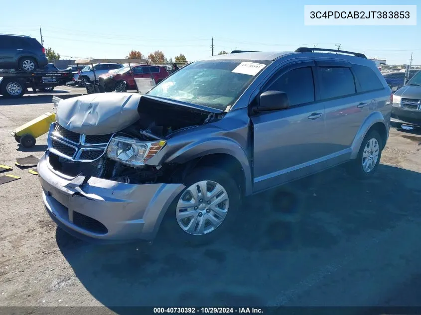 2018 Dodge Journey Se VIN: 3C4PDCAB2JT383853 Lot: 40730392