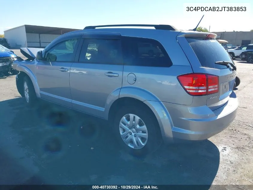 2018 Dodge Journey Se VIN: 3C4PDCAB2JT383853 Lot: 40730392