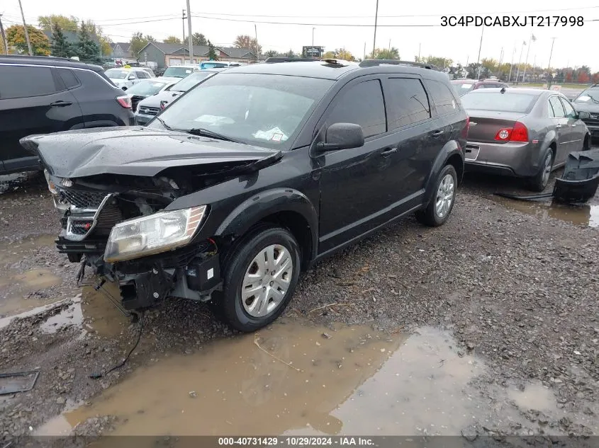 2018 Dodge Journey Se VIN: 3C4PDCABXJT217998 Lot: 40731429