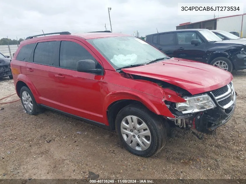 2018 Dodge Journey Se VIN: 3C4PDCAB6JT273534 Lot: 40735245