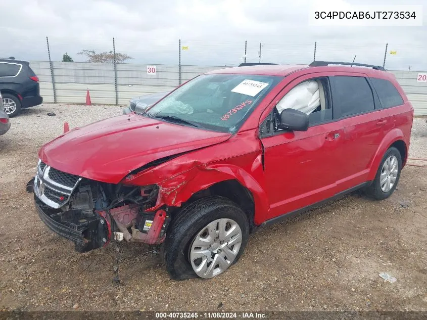 2018 Dodge Journey Se VIN: 3C4PDCAB6JT273534 Lot: 40735245