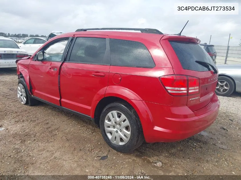 2018 Dodge Journey Se VIN: 3C4PDCAB6JT273534 Lot: 40735245