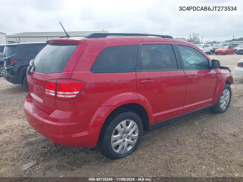 2018 Dodge Journey Se VIN: 3C4PDCAB6JT273534 Lot: 40735245