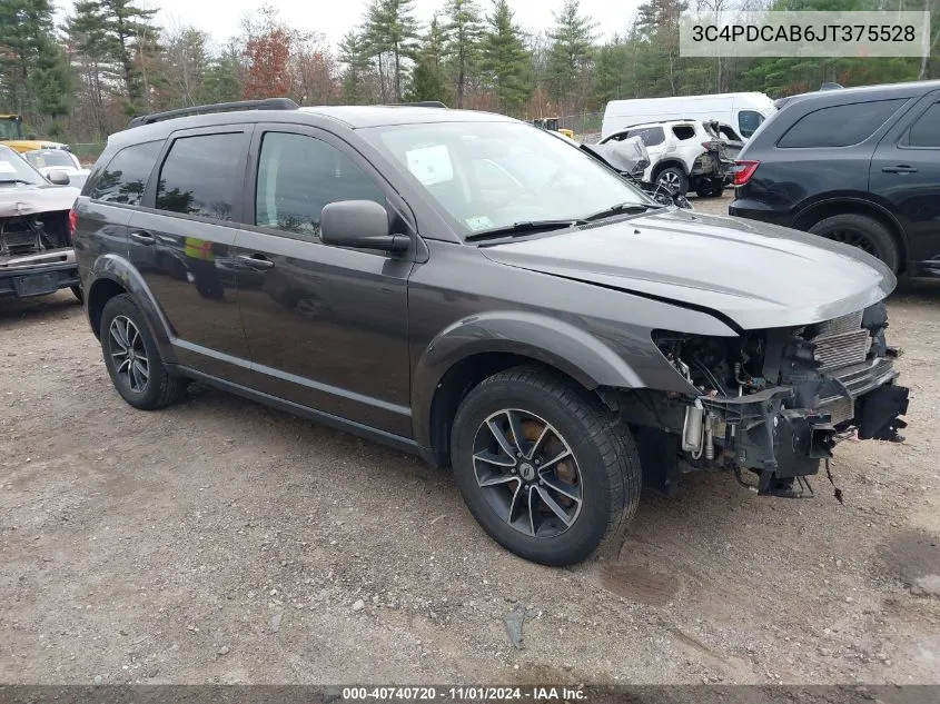 2018 Dodge Journey Se VIN: 3C4PDCAB6JT375528 Lot: 40740720