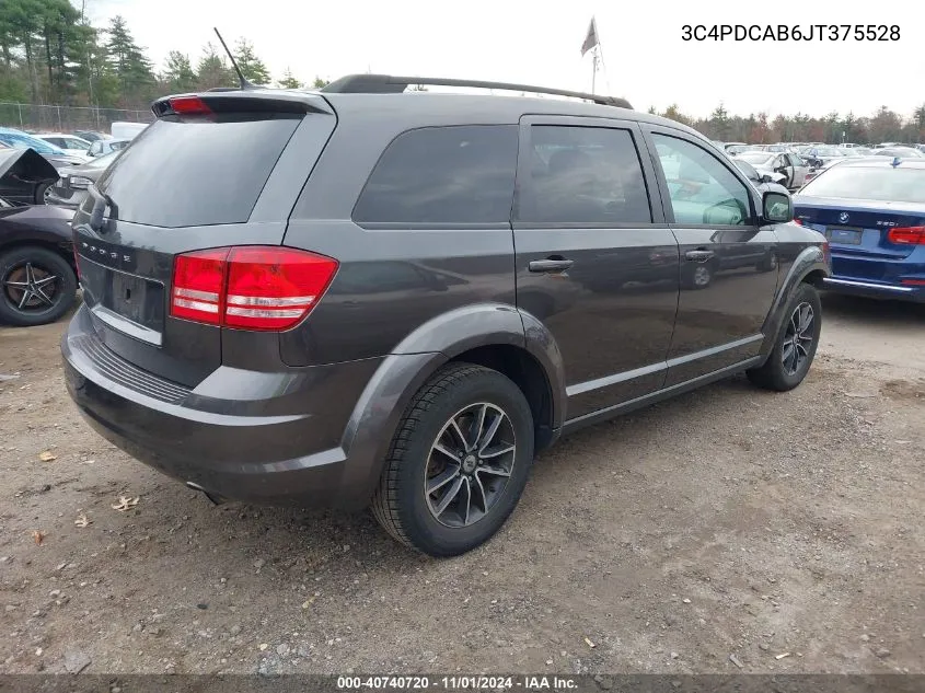 2018 Dodge Journey Se VIN: 3C4PDCAB6JT375528 Lot: 40740720