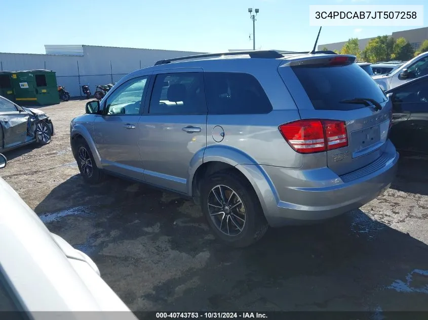 2018 Dodge Journey Se VIN: 3C4PDCAB7JT507258 Lot: 40743753