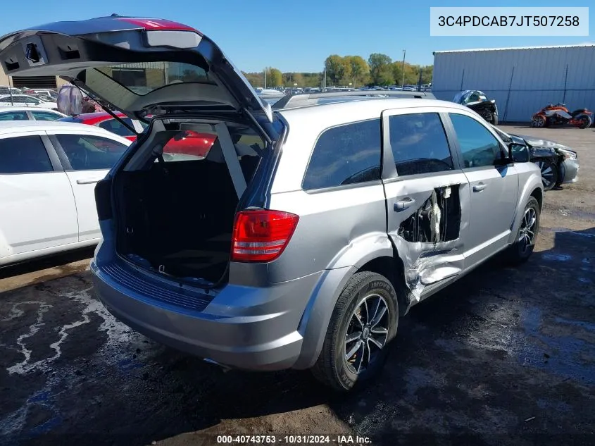 2018 Dodge Journey Se VIN: 3C4PDCAB7JT507258 Lot: 40743753