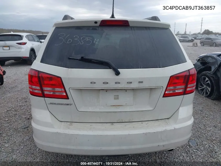 2018 Dodge Journey Se VIN: 3C4PDCAB9JT363857 Lot: 40744371