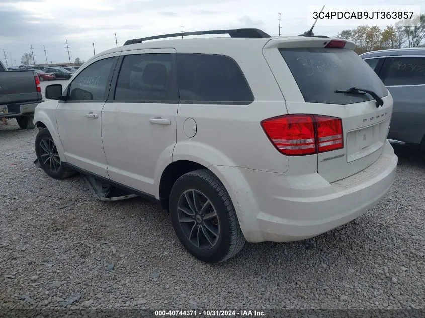 2018 Dodge Journey Se VIN: 3C4PDCAB9JT363857 Lot: 40744371