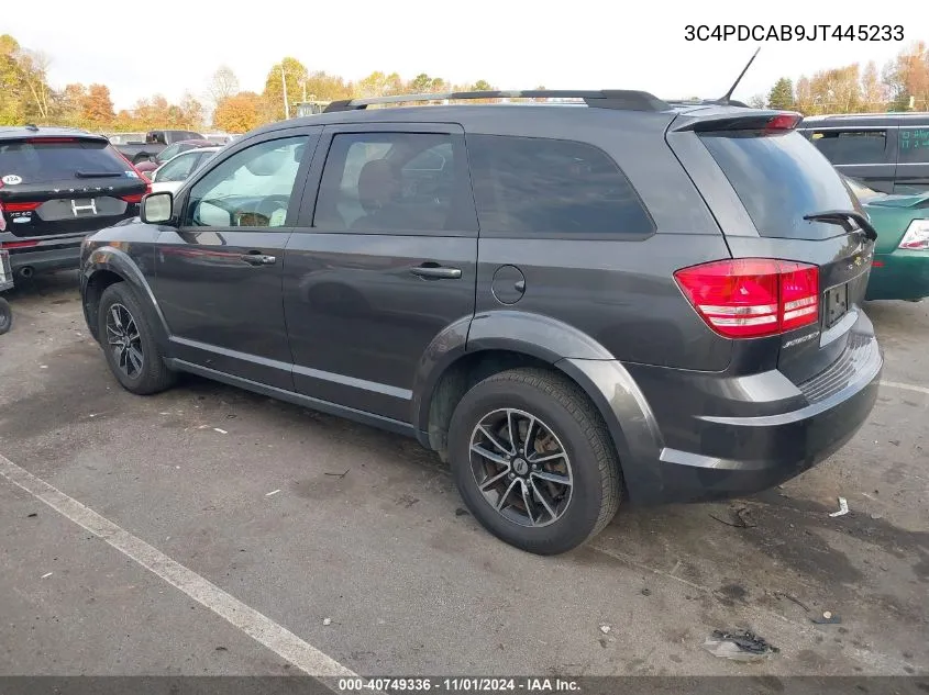 2018 Dodge Journey Se VIN: 3C4PDCAB9JT445233 Lot: 40749336