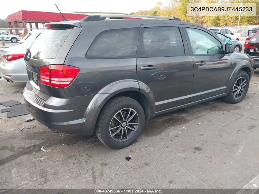 2018 Dodge Journey Se VIN: 3C4PDCAB9JT445233 Lot: 40749336