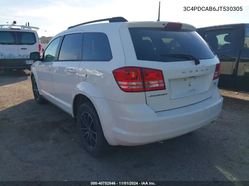 2018 Dodge Journey Se VIN: 3C4PDCAB6JT530305 Lot: 40752546