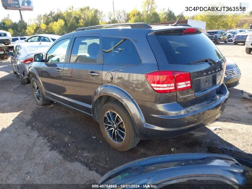 2018 Dodge Journey Se VIN: 3C4PDCABXJT363558 Lot: 40754668