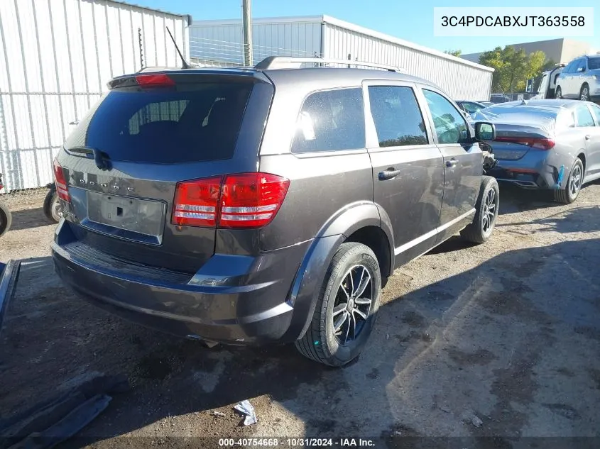 2018 Dodge Journey Se VIN: 3C4PDCABXJT363558 Lot: 40754668