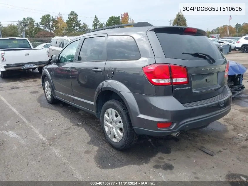 2018 Dodge Journey Sxt VIN: 3C4PDCBG5JT510606 Lot: 40755777