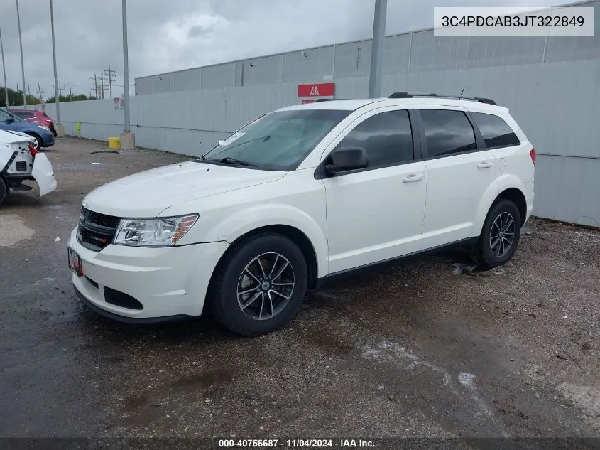 2018 Dodge Journey Se VIN: 3C4PDCAB3JT322849 Lot: 40756687