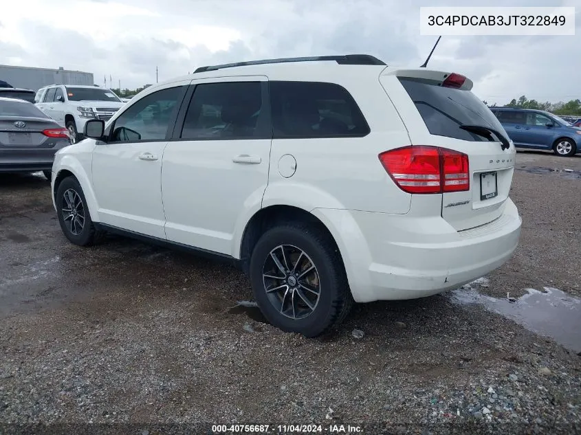 2018 Dodge Journey Se VIN: 3C4PDCAB3JT322849 Lot: 40756687