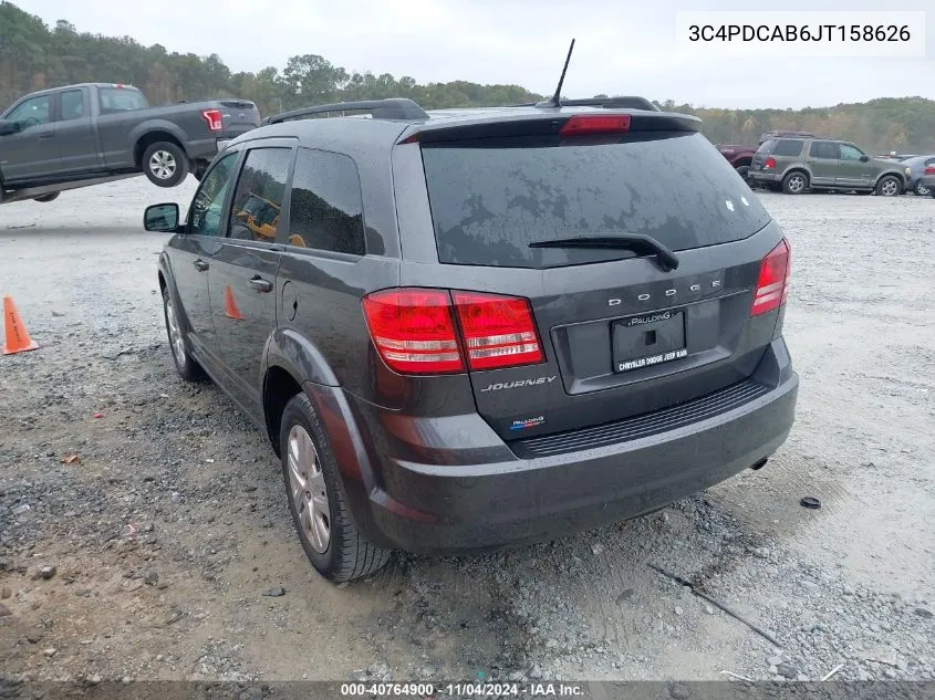 2018 Dodge Journey Se VIN: 3C4PDCAB6JT158626 Lot: 40764900