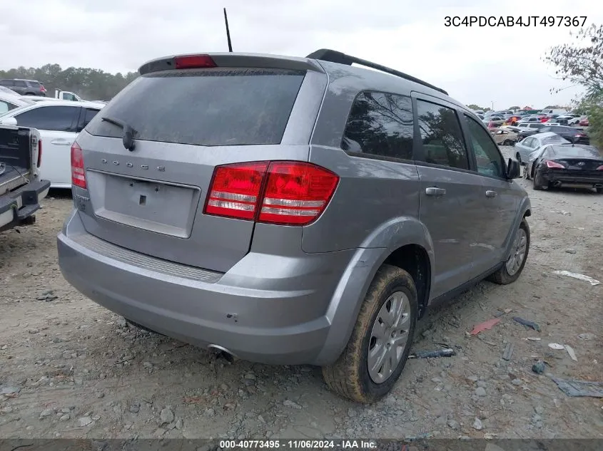 2018 Dodge Journey Se VIN: 3C4PDCAB4JT497367 Lot: 40773495