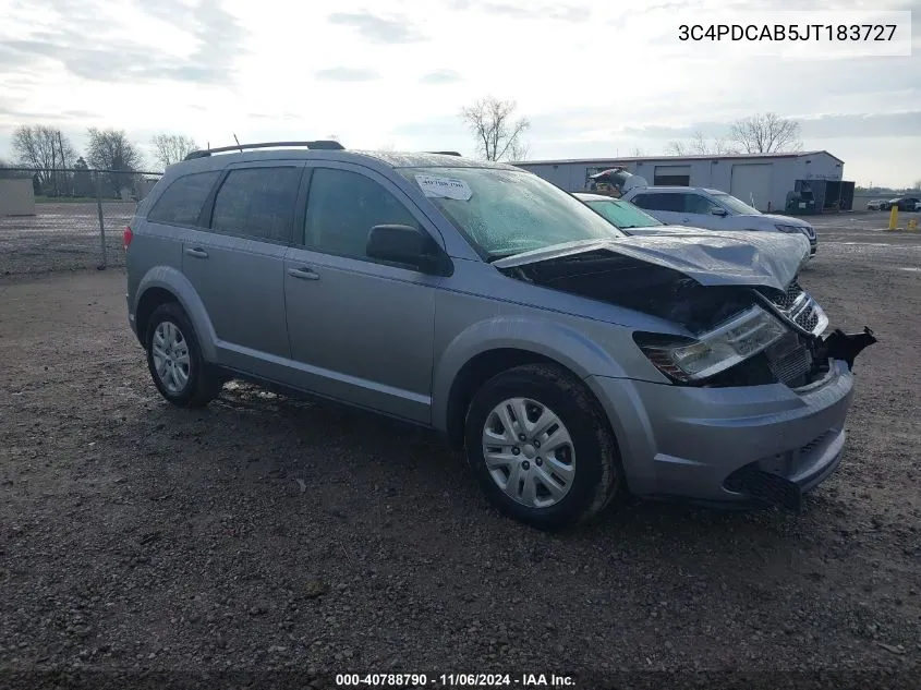 2018 Dodge Journey Se VIN: 3C4PDCAB5JT183727 Lot: 40788790