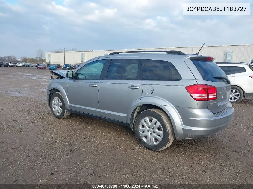 2018 Dodge Journey Se VIN: 3C4PDCAB5JT183727 Lot: 40788790