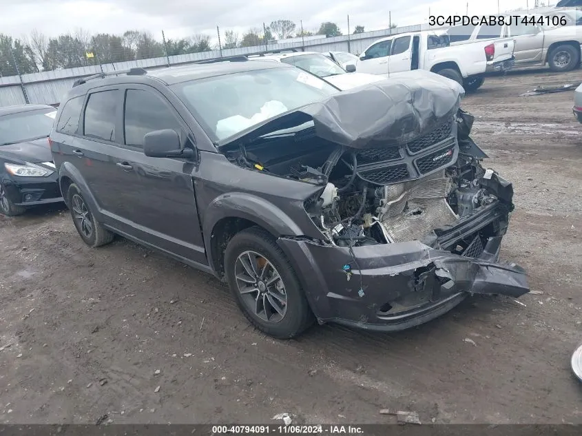 2018 Dodge Journey Se VIN: 3C4PDCAB8JT444106 Lot: 40794091