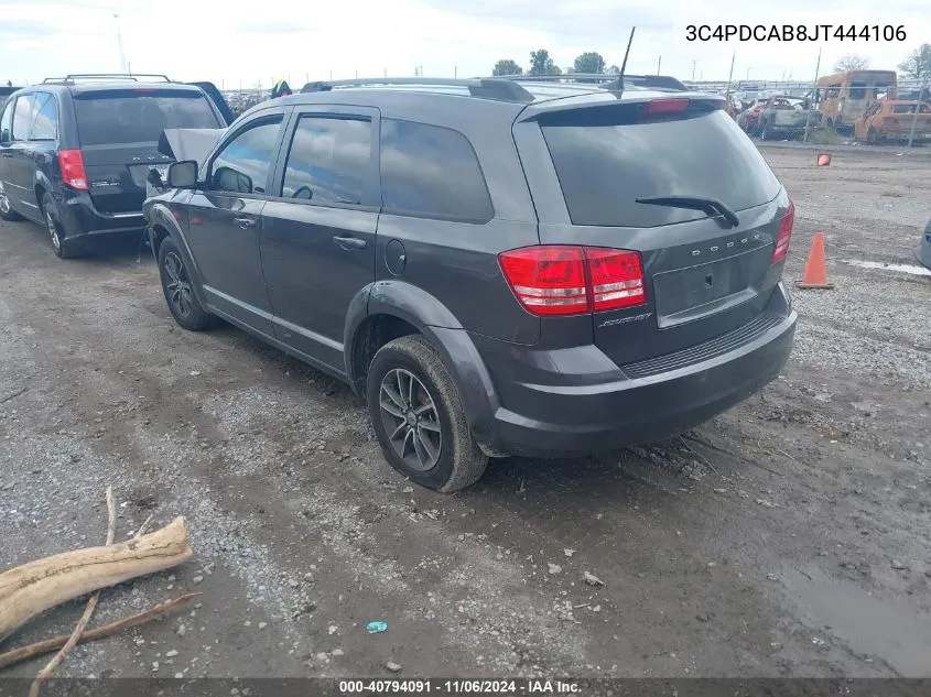 2018 Dodge Journey Se VIN: 3C4PDCAB8JT444106 Lot: 40794091