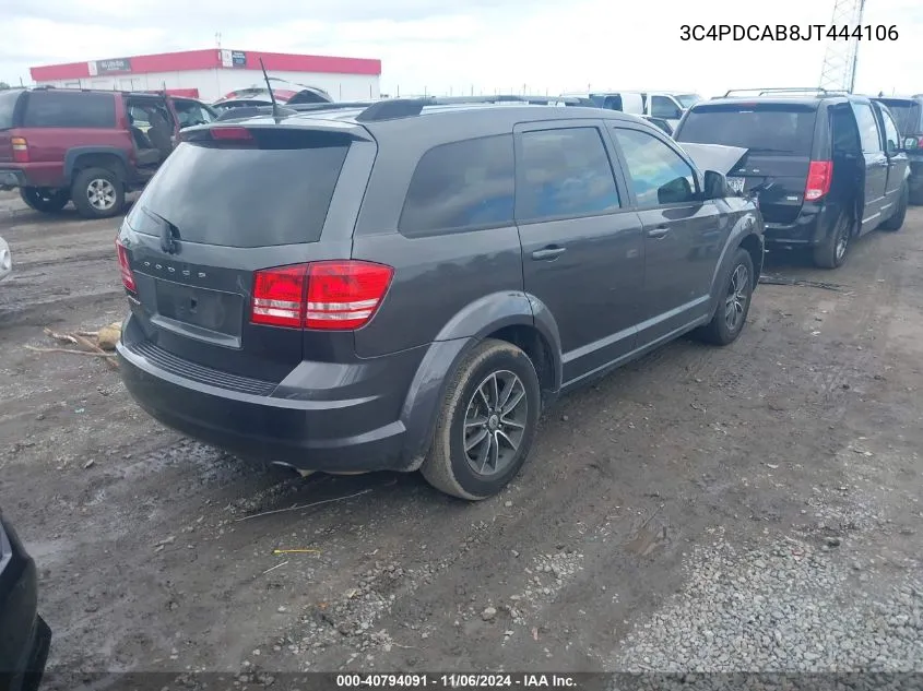 2018 Dodge Journey Se VIN: 3C4PDCAB8JT444106 Lot: 40794091