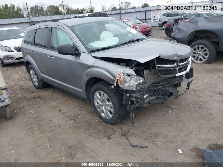 2018 Dodge Journey Se VIN: 3C4PDCAB1JT189346 Lot: 40806532