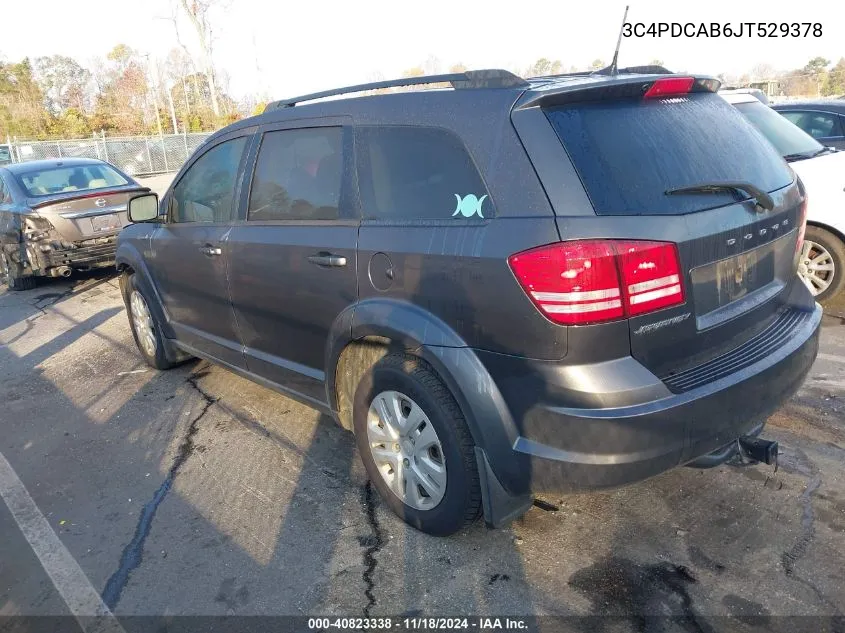 2018 Dodge Journey Se VIN: 3C4PDCAB6JT529378 Lot: 40823338