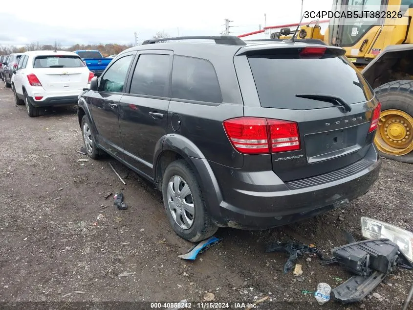 2018 Dodge Journey Se VIN: 3C4PDCAB5JT382826 Lot: 40858242