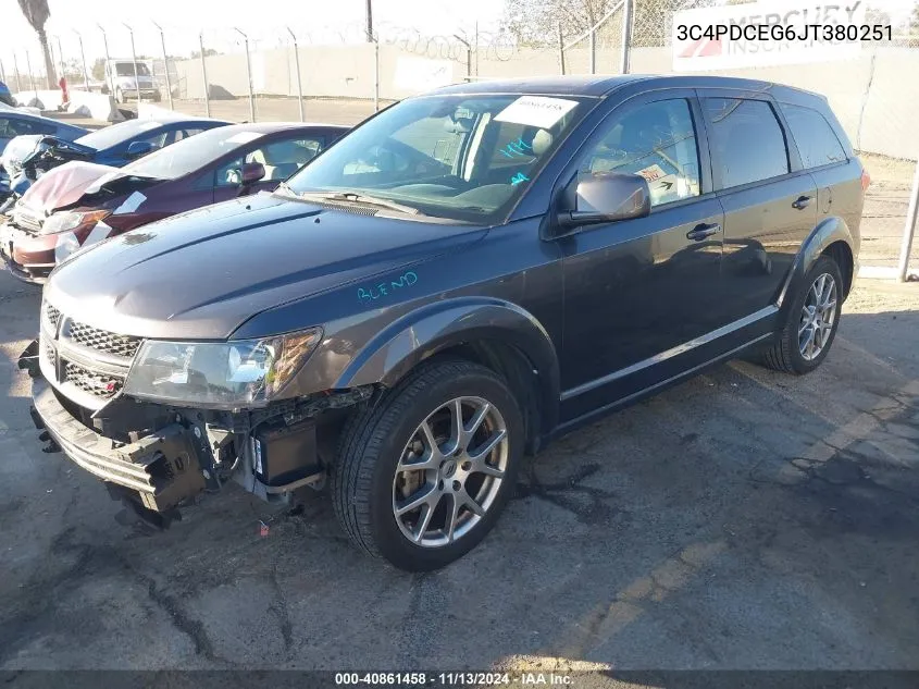 2018 Dodge Journey Gt VIN: 3C4PDCEG6JT380251 Lot: 40861458