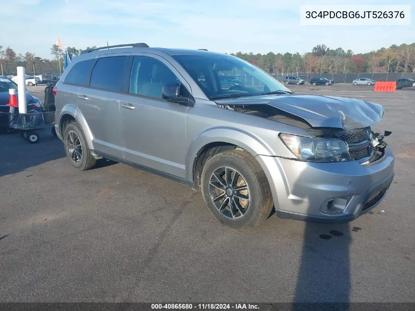 2018 Dodge Journey Sxt VIN: 3C4PDCBG6JT526376 Lot: 40865680