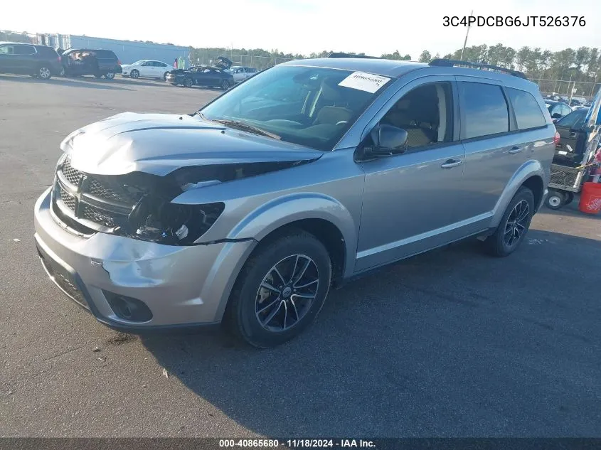 2018 Dodge Journey Sxt VIN: 3C4PDCBG6JT526376 Lot: 40865680