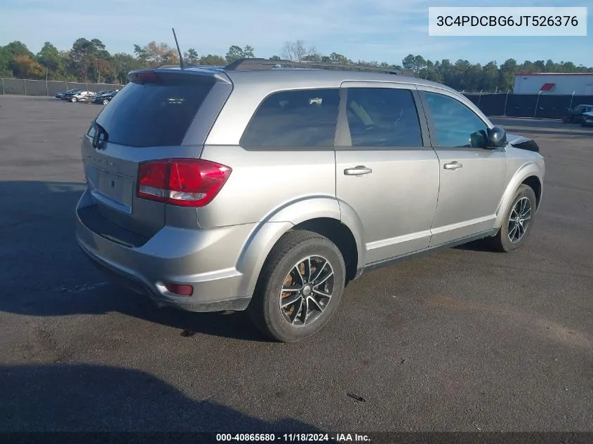 2018 Dodge Journey Sxt VIN: 3C4PDCBG6JT526376 Lot: 40865680