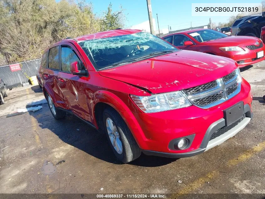 2018 Dodge Journey Sxt VIN: 3C4PDCBG0JT521819 Lot: 40869337