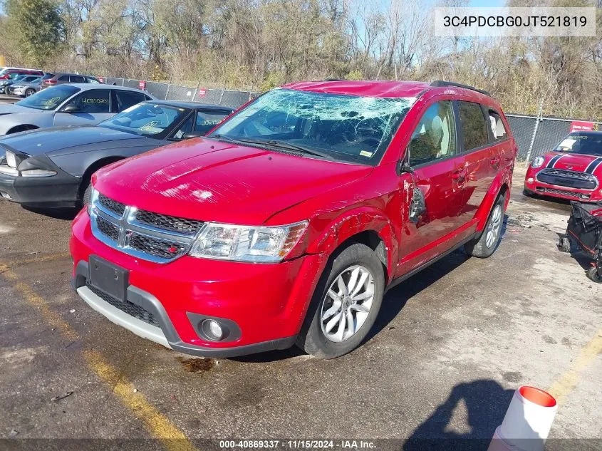 2018 Dodge Journey Sxt VIN: 3C4PDCBG0JT521819 Lot: 40869337