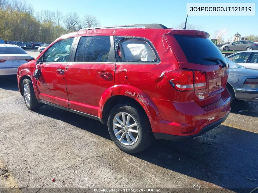 2018 Dodge Journey Sxt VIN: 3C4PDCBG0JT521819 Lot: 40869337