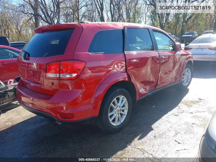 2018 Dodge Journey Sxt VIN: 3C4PDCBG0JT521819 Lot: 40869337